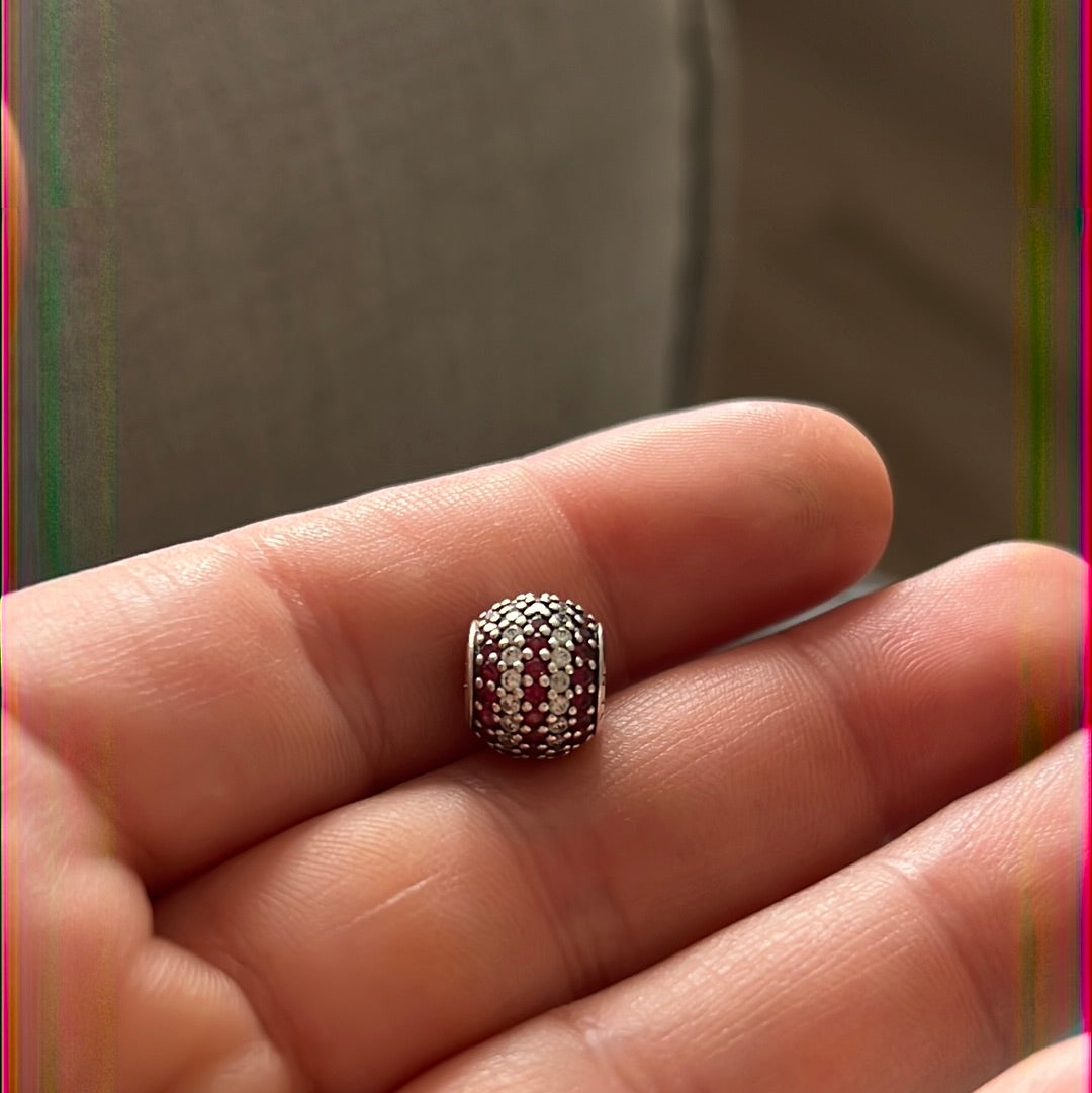 Genuine Pandora Sparkle Pave Charm Pink and Silver