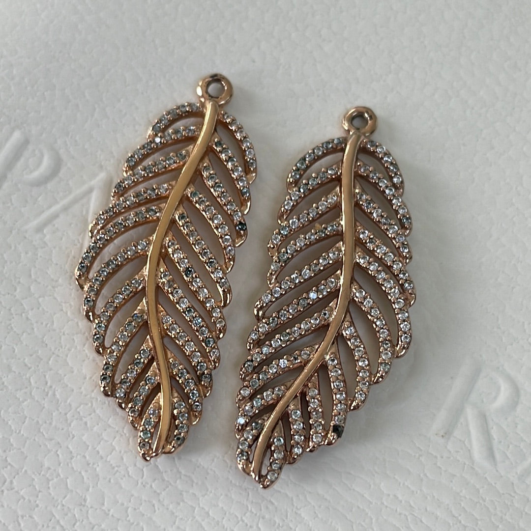 Genuine Pandora Rose Gold Compose Pave Feathers RARE DEFECT