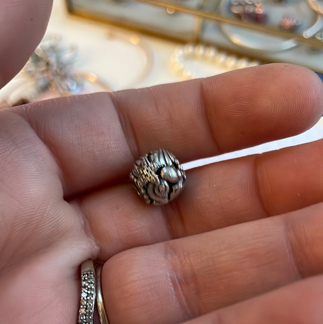Genuine Pandora Seashell and Starfish Charm in Plain Silver Openwork Summer