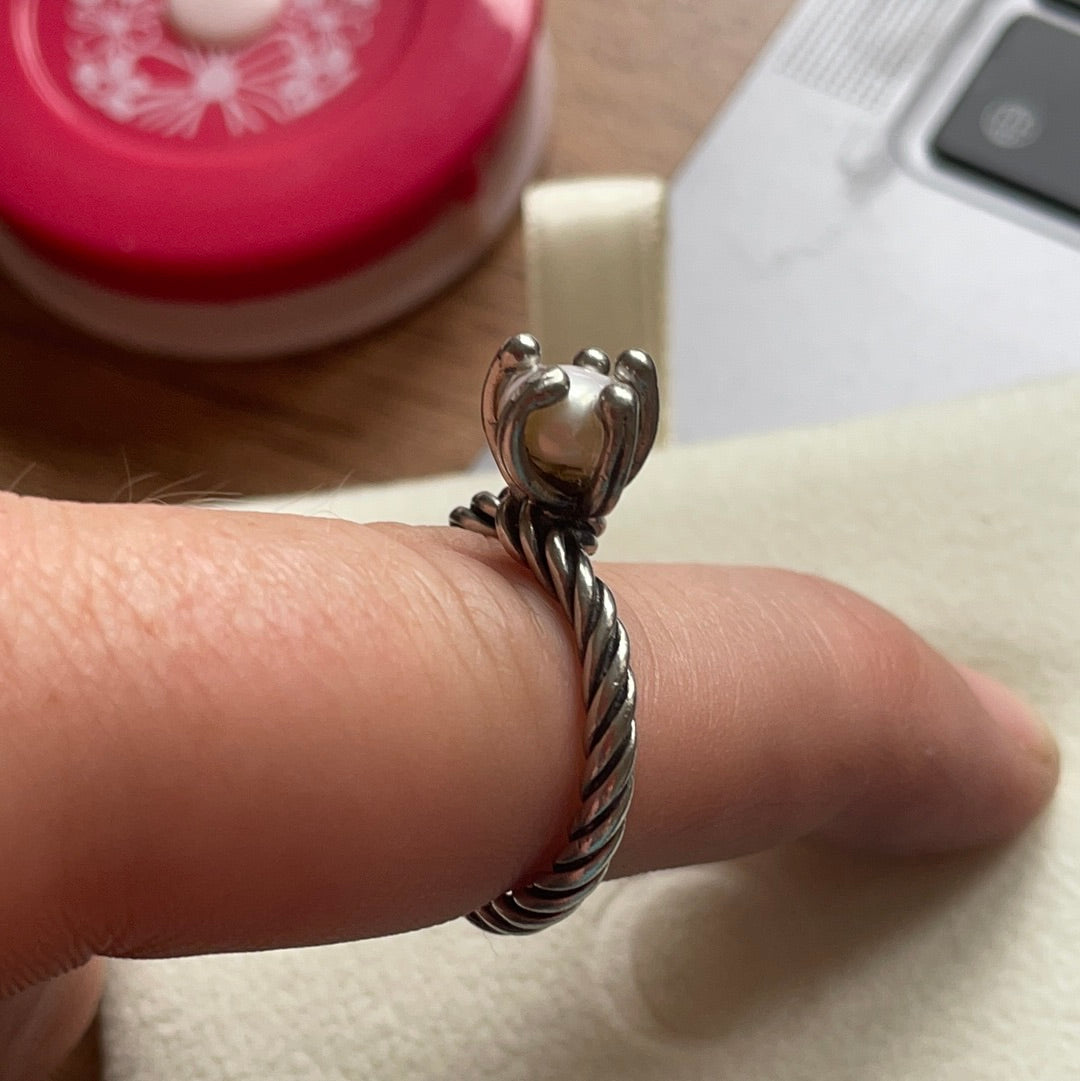Genuine Pandora Ring With CUSTOM Pearl Size 56 PLEASE READ DESCRIPTION