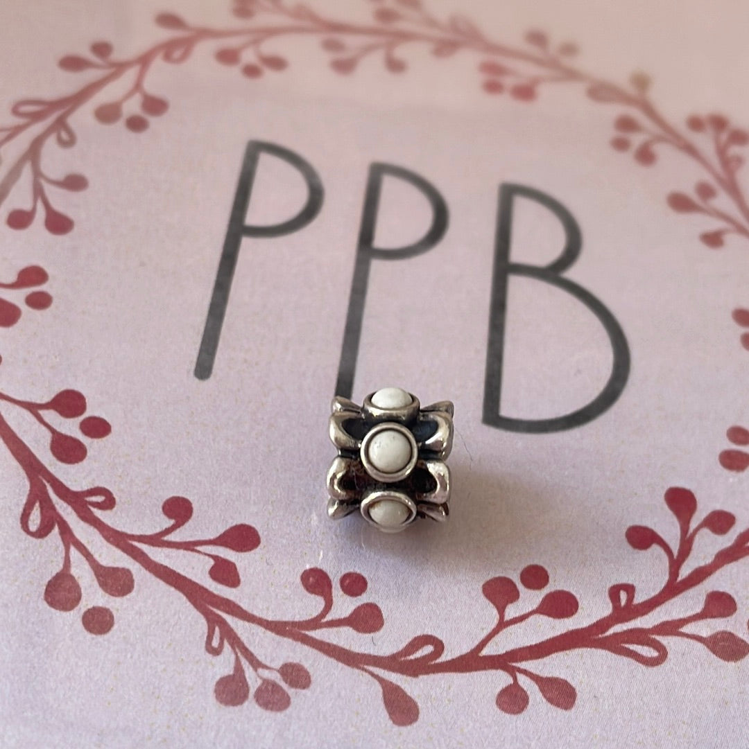 Genuine Pandora White Agate Forget Me Not Charm Retired