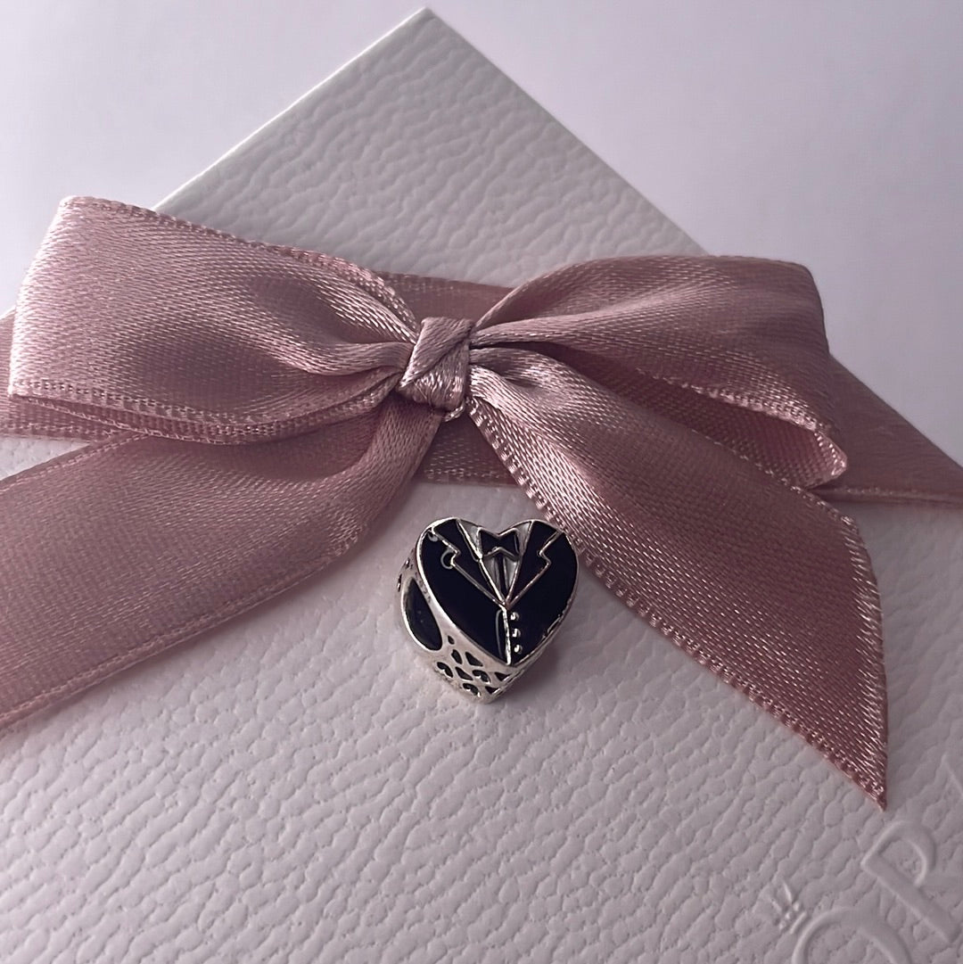 Genuine Pandora Bride and Groom Wedding Anniversary Charm Double Sided Enamel