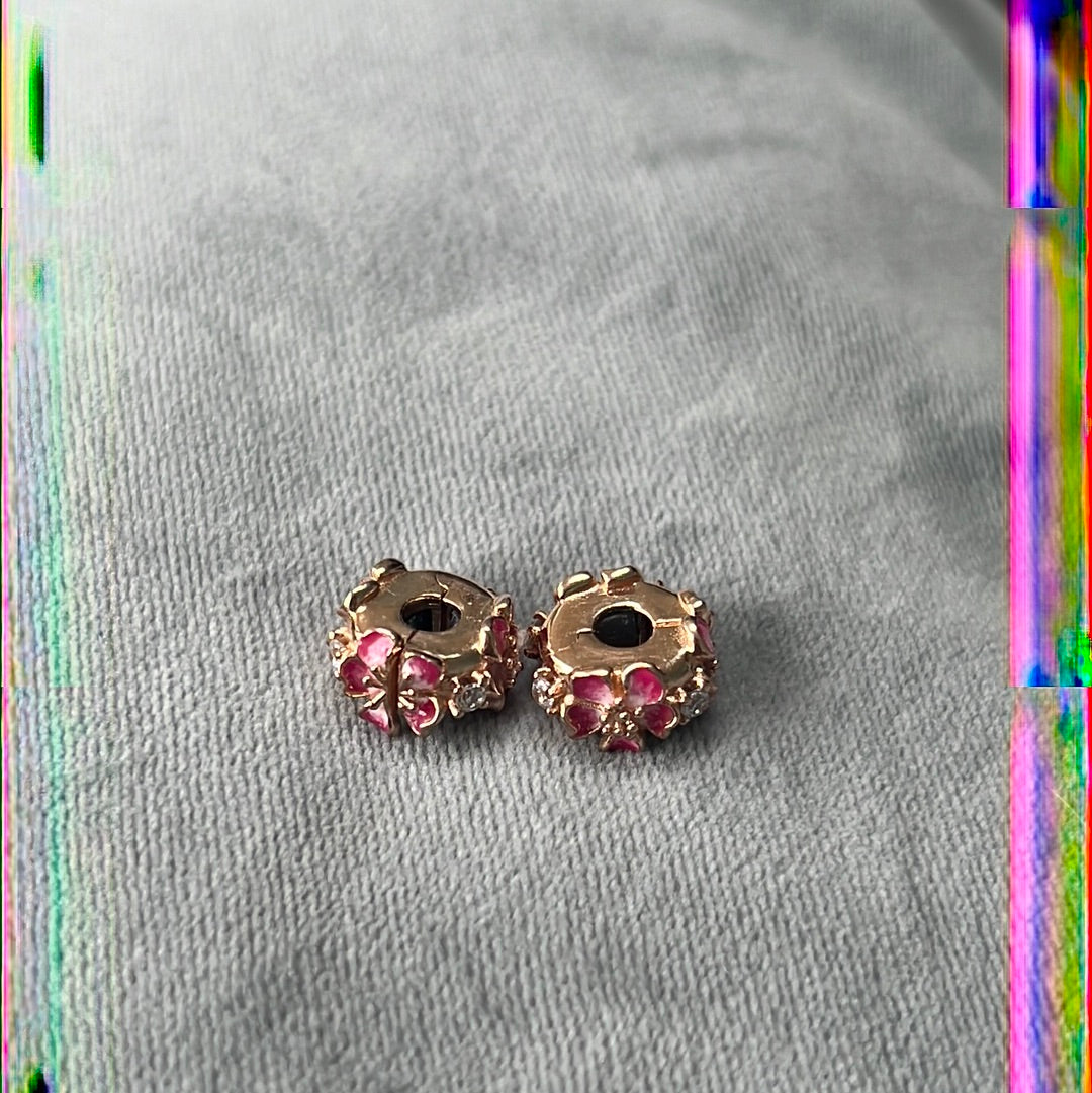 Genuine Pandora Rose Gold Peach Blossom Clips Pair