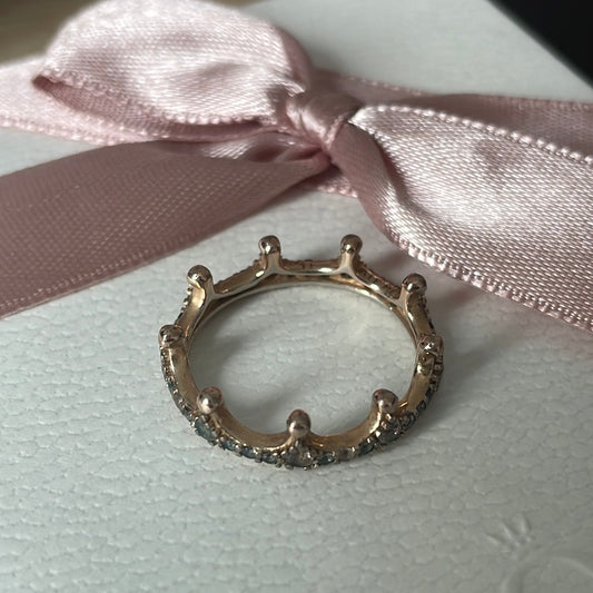 Genuine Pandora Rose Gold Pave Spiky Crown Princess Edgy Ring 60