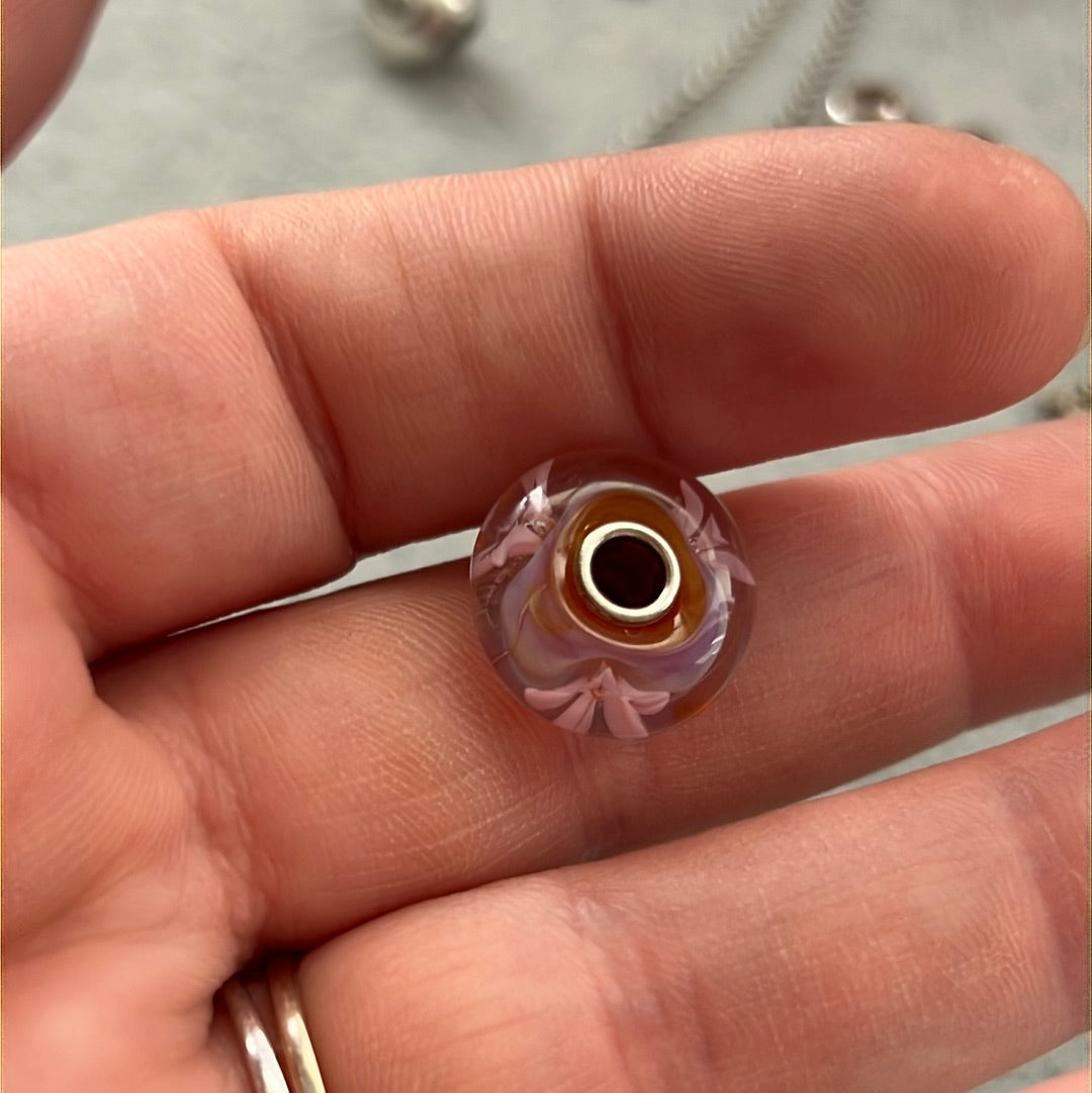 Genuine Trollbeads Pink Flower Murano Charm