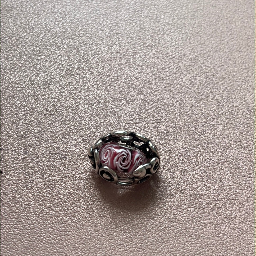 Genuine Trollbeads Mother's Day Garden Pendant and Matching Rose Trollbeads Murano Set Charm