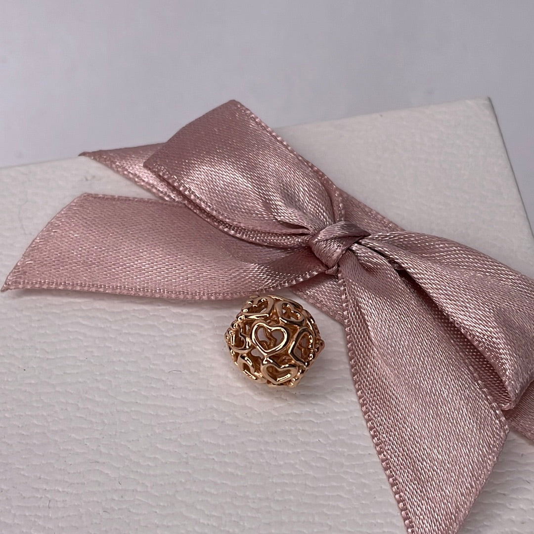 Genuine Pandora Rose Gold Openwork Heart Charm