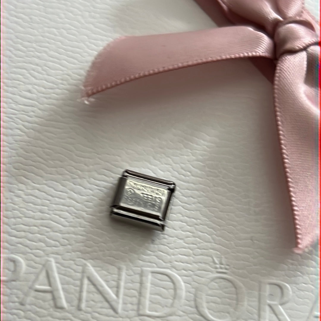 Genuine Nominations Silver Link Charm Rose Gold Accent Lock Padlock