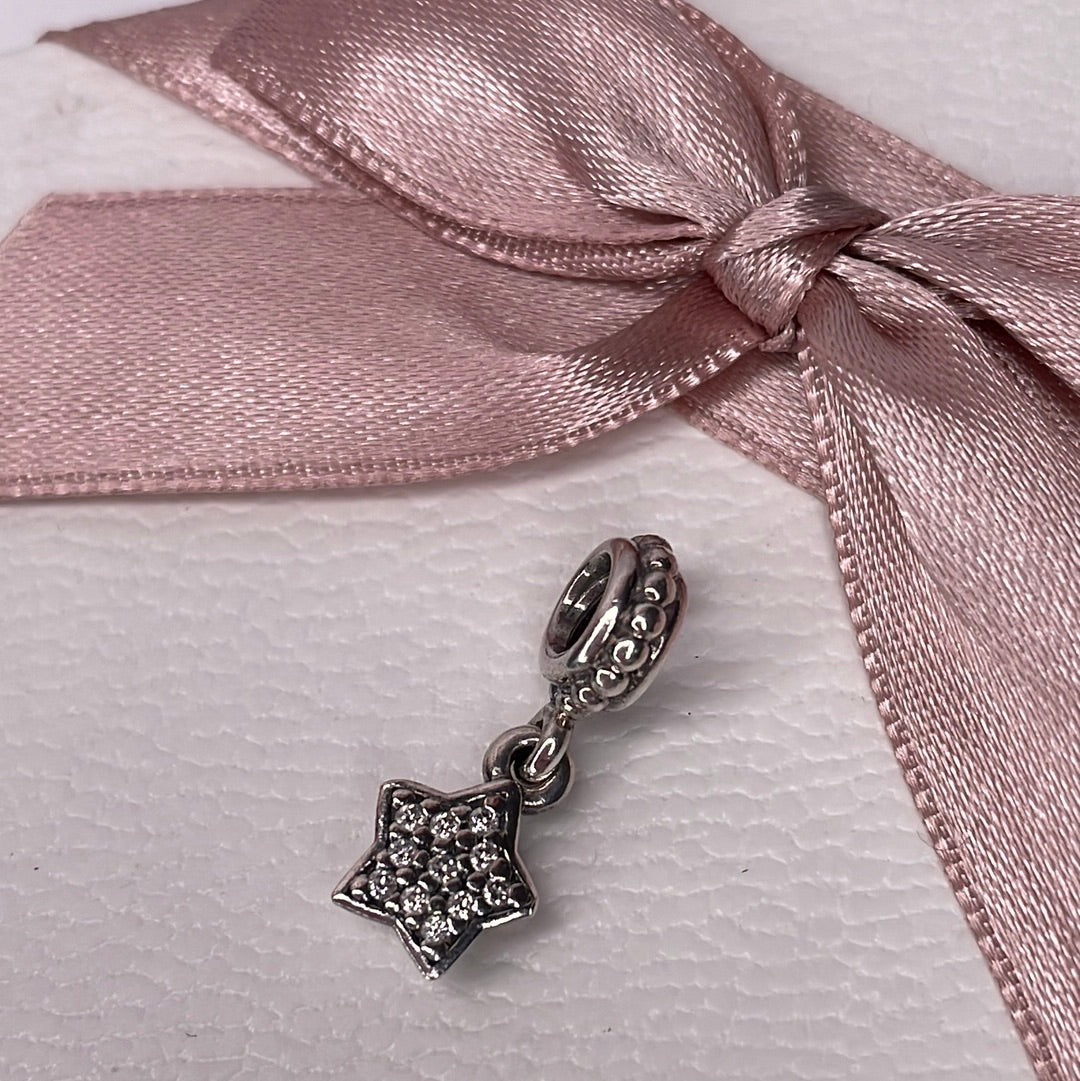 Genuine Pandora Clear Pave Dangle Star CZ Charm