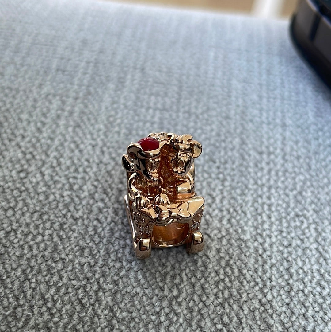 Genuine Pandora Disney Rose Gold pave Christmas Sleigh Charm