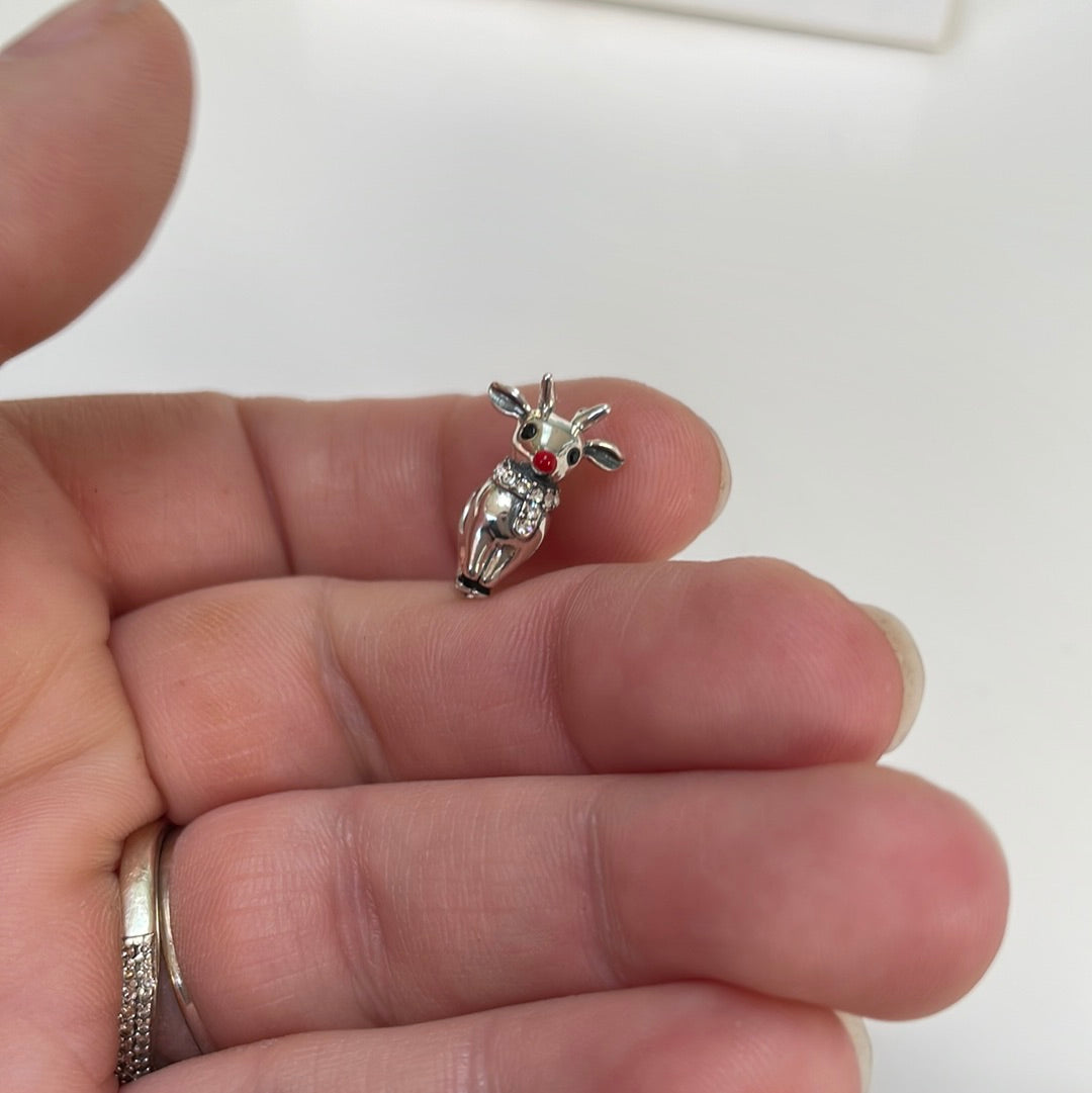 Genuine Chamilia Pave Christmas Reindeer Charm Rudolph