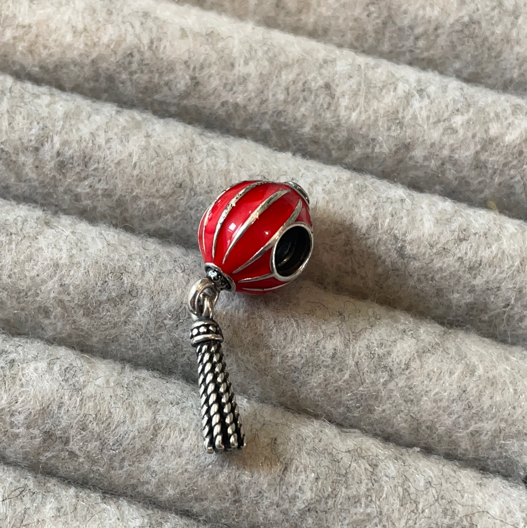 Genuine Pandora Red Oriental Dangle Lantern Enamel Charm