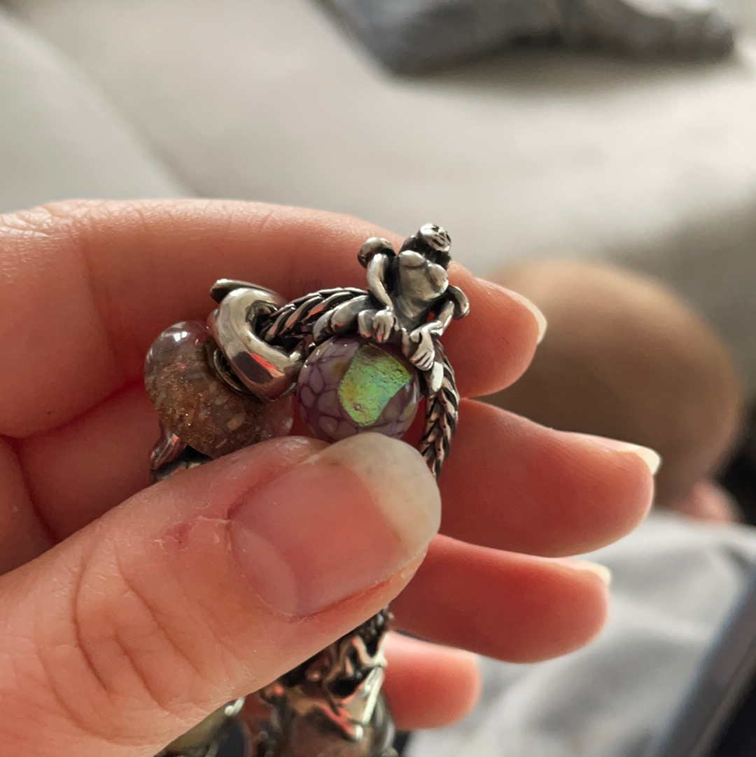 Genuine Trollbeads Fairy on a Bud Murano Charm