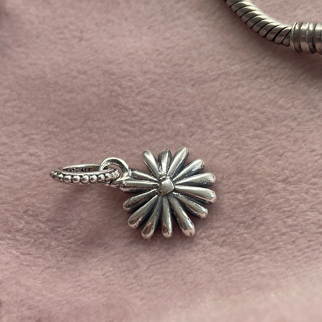 Genuine Pandora Purple Enamel Daisy Dangle Flower Charm