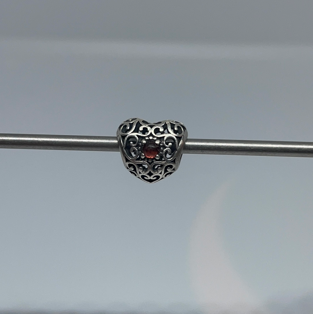 Genuine Pandora Red Heart Birthstone Garnet January/ July Birthstone