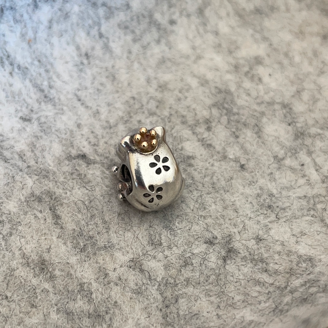 Genuine Pandora Two Tone Frog Prince Charm with 14K Gold Crown