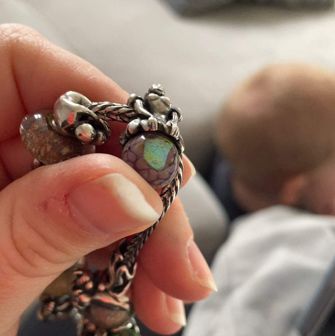 Genuine Trollbeads Fairy on a Bud Murano Charm