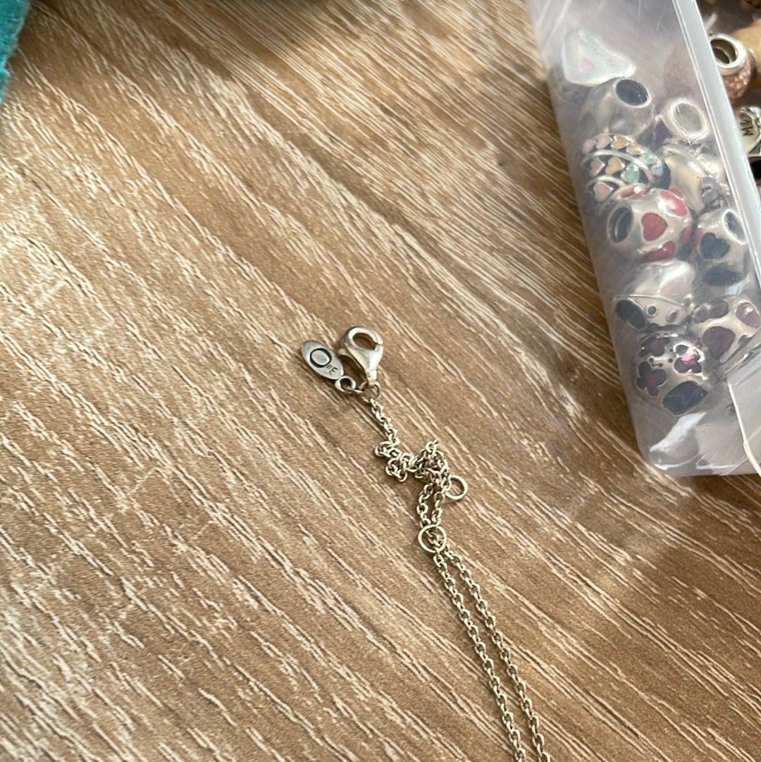 Genuine Pandora Pave Heart Necklace 40cm Chain