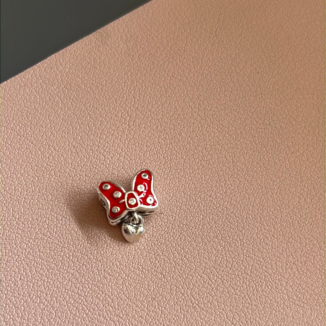 Genuine Pandora Disney Parks Exclusive Minnie Mouse Red Enamel Bow Charm