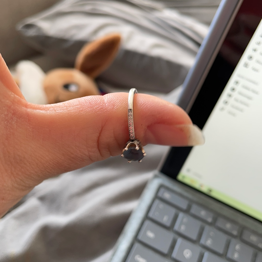 Genuine Pandora Light Blue Stone Ring Size 48 Ring
