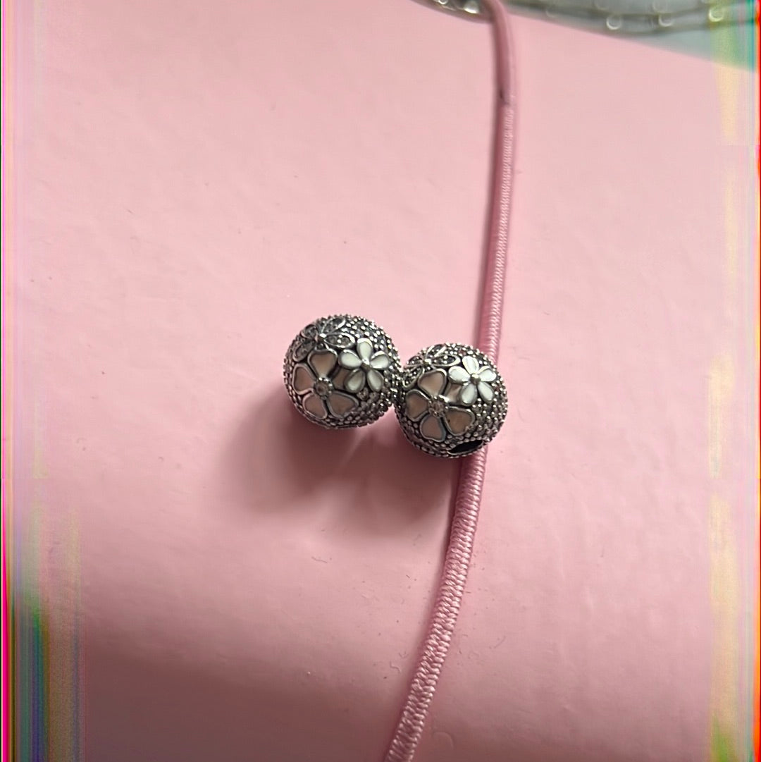 Genuine Pandora Enamel Pave Pink Poetic Bloom Clip Clips Flower Charm x1