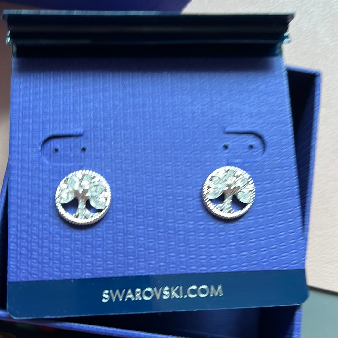 Brand New Genuine Swarovski Silver Family Tree Earrings Studs