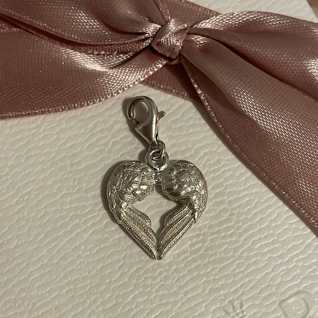 Thomas Sabo Sterling Silver Feather Heart Angel Wing Clip Charm