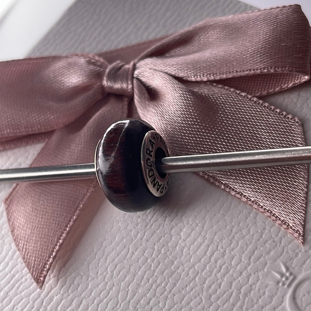 Genuine Pandora Dark Wood Murano Charm Rare