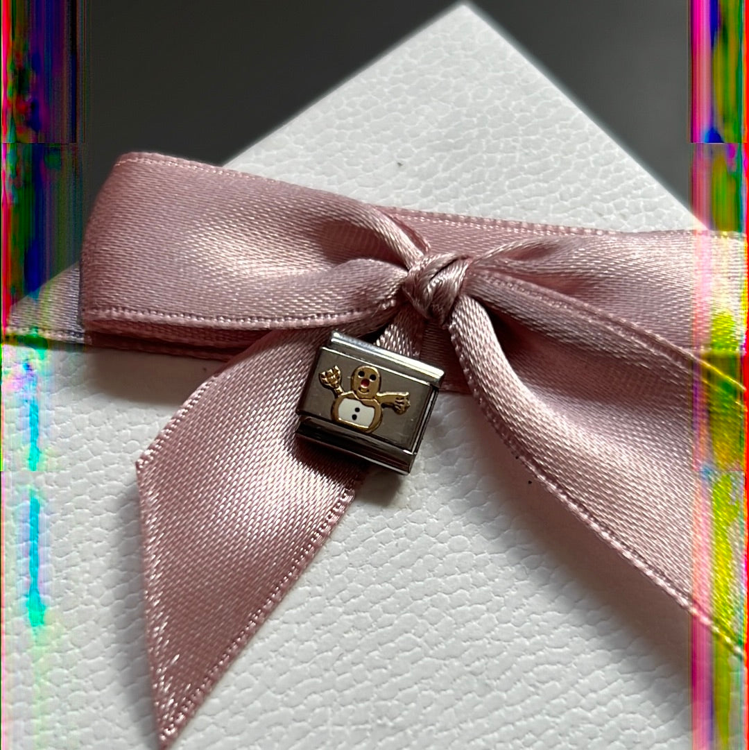 Genuine Nomination Silver Link Charm Two Tone Snowman Enamel