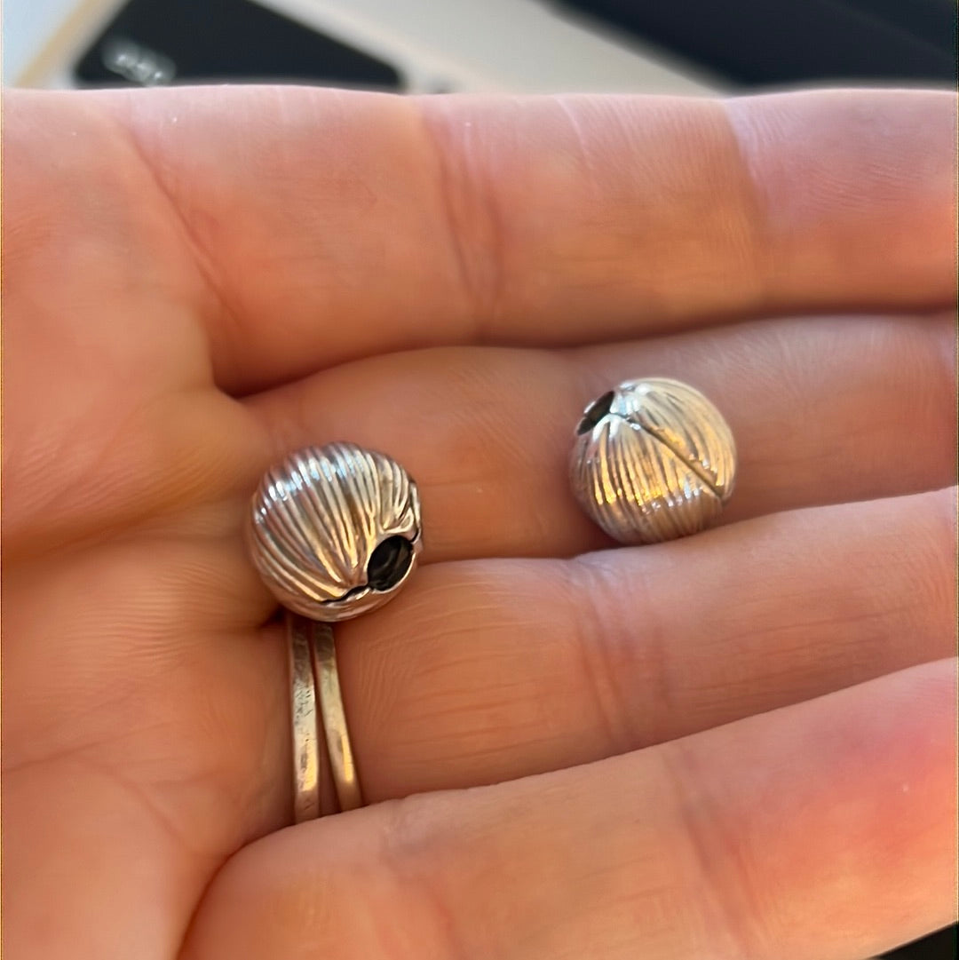 Genuine Pandora Pair of Lined Clips Sold As a Pair
