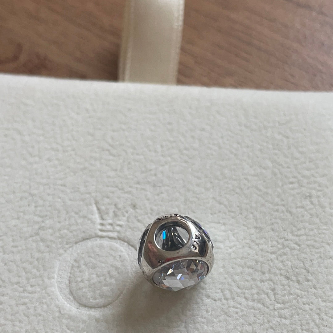 Genuine Pandora Radiant Clear Droplet Stone, Three Stone Charm