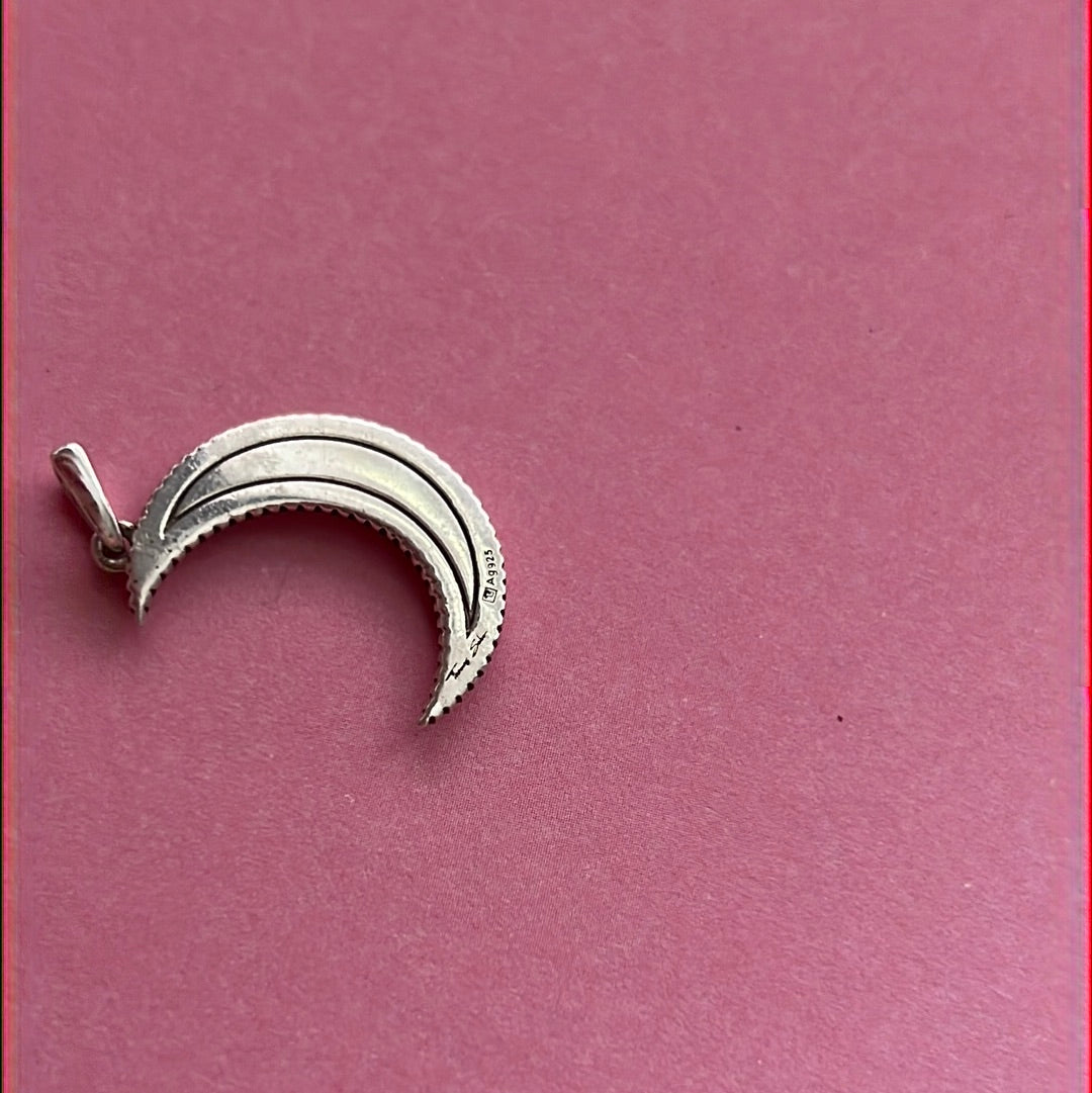 Genuine Thomas Sabo Sterling Silver Pave Royalty Moon Crescent Pendant Charm