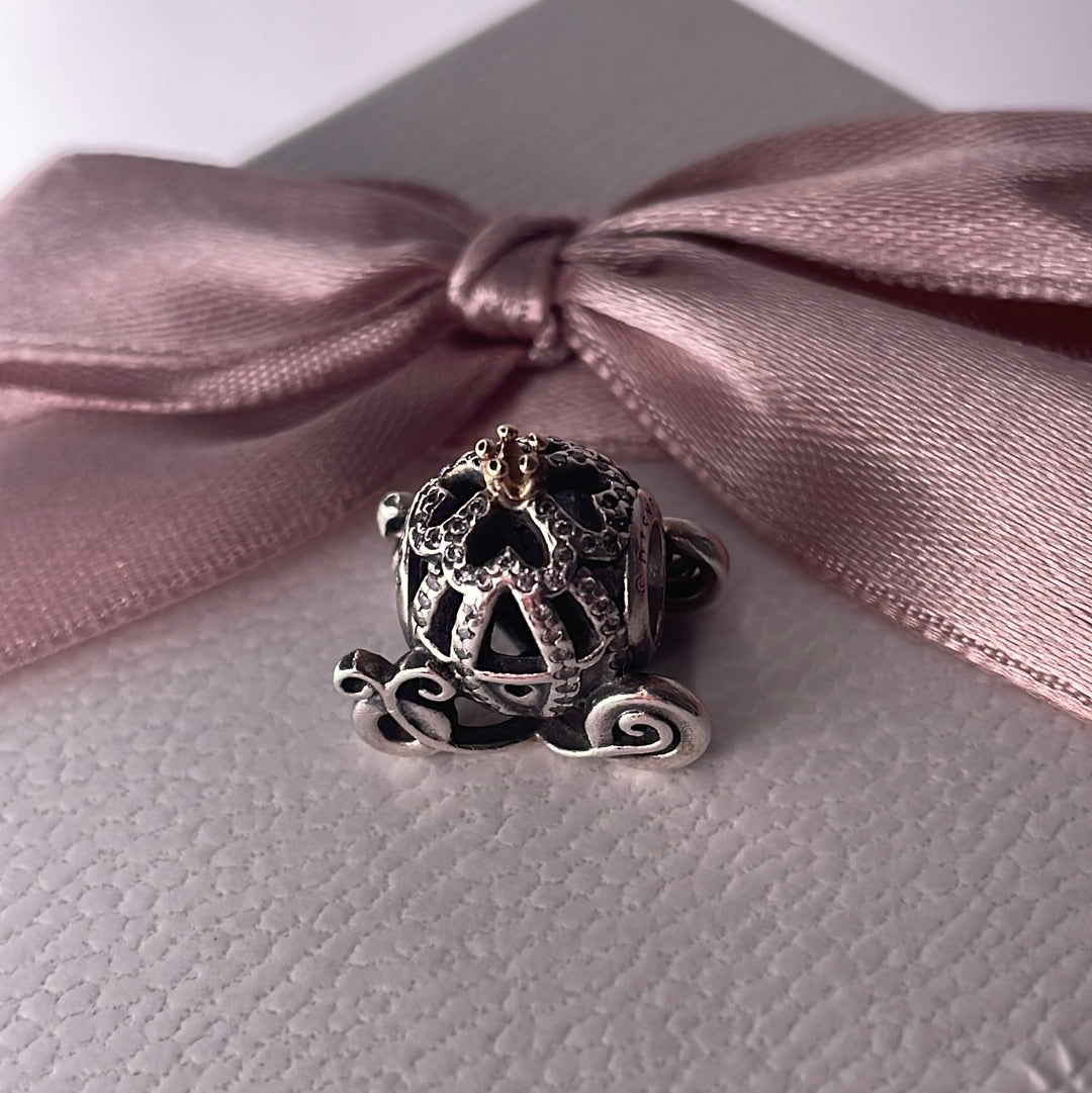 Genuine Pandora Disney Princess Cinderella Carriage Two Tone Charm