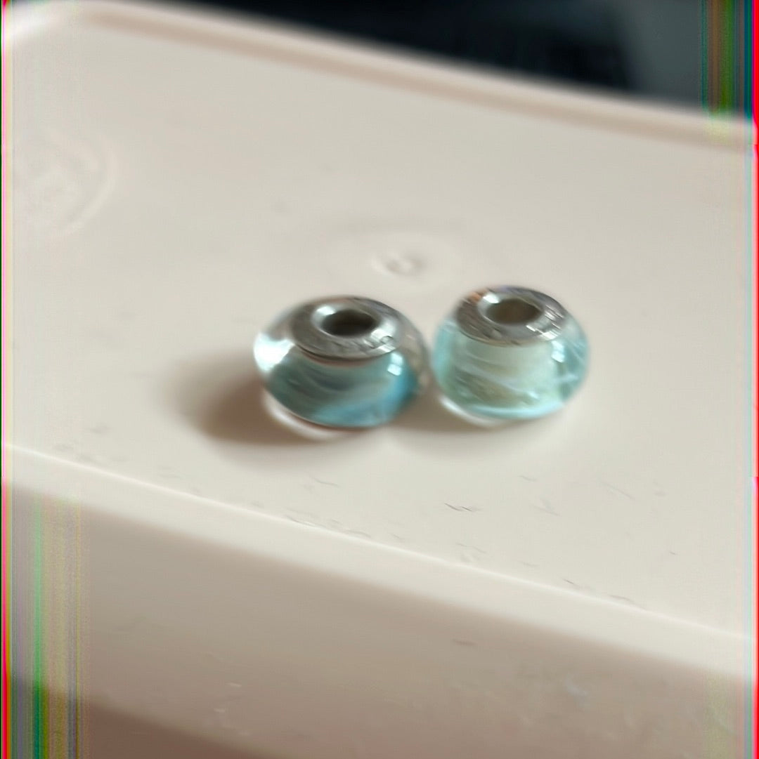 Genuine Chamilia Pair of Blue Murano Charms