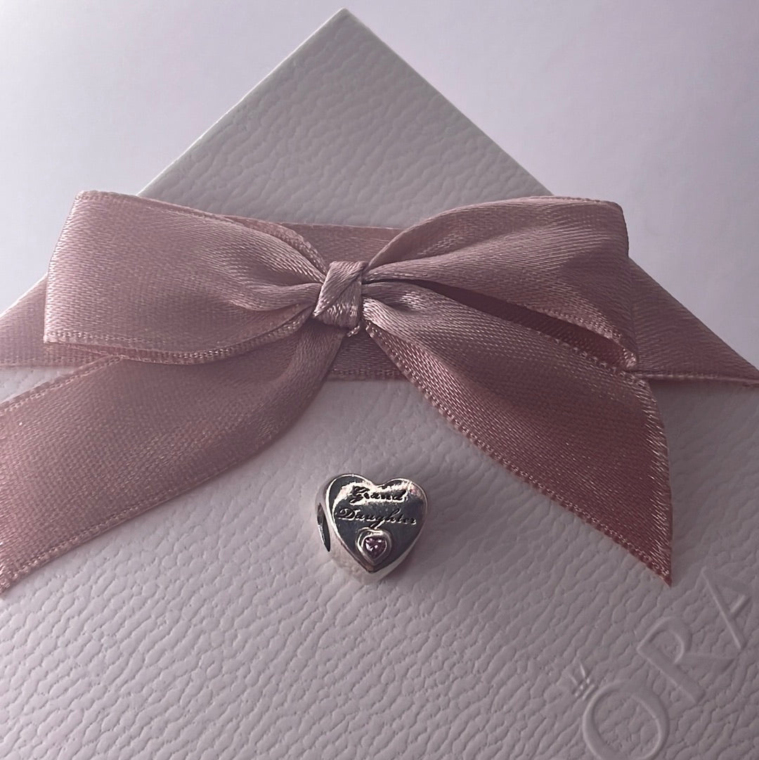 Genuine Pandora Grand Daughter Charm Heart With Stone
