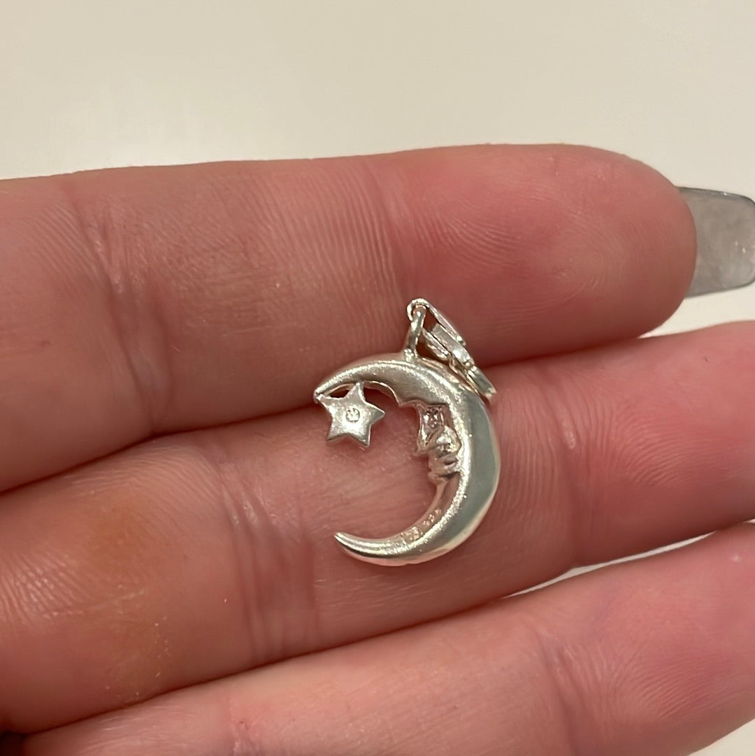 Genuine Thomas Sabo Sterling Silver Dangle Moon and Star Charm