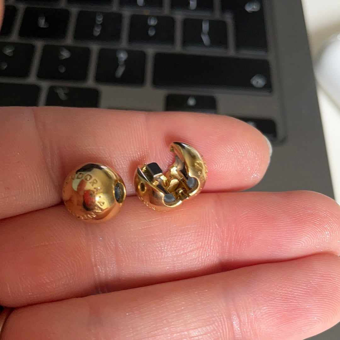 Genuine Pandora Shine Gold Logo Clips PAIR With Tiny Silicone Inserts