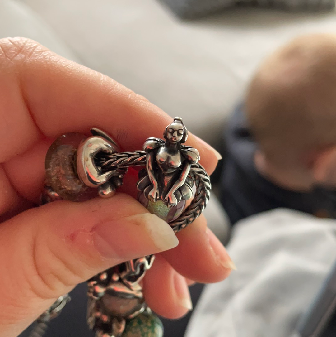 Genuine Trollbeads Fairy on a Bud Murano Charm