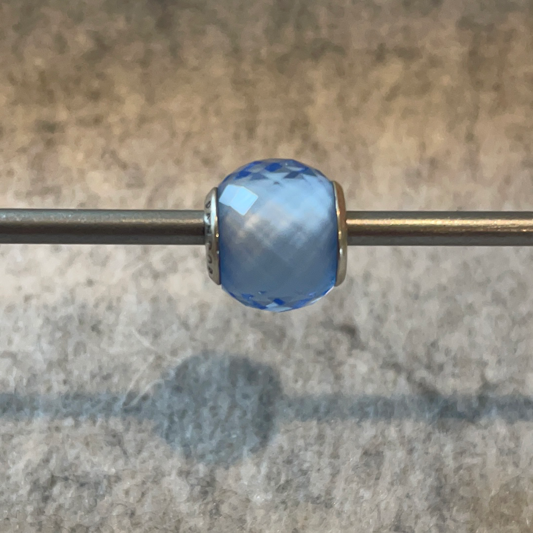 Genuine Pandora Small Facet Murano In Light Blue HTF