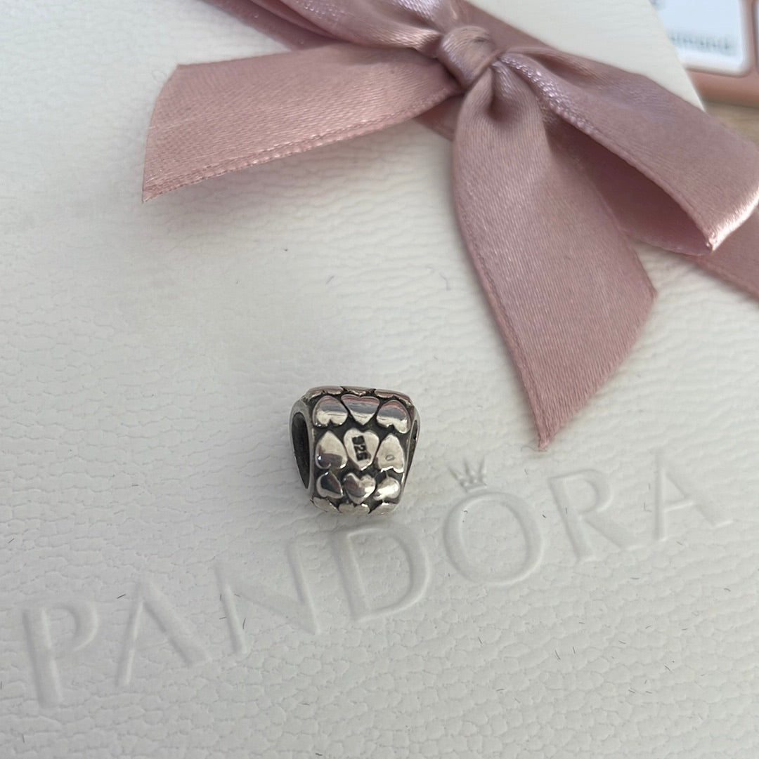 Heart Shaped Silver Charm With Hearts