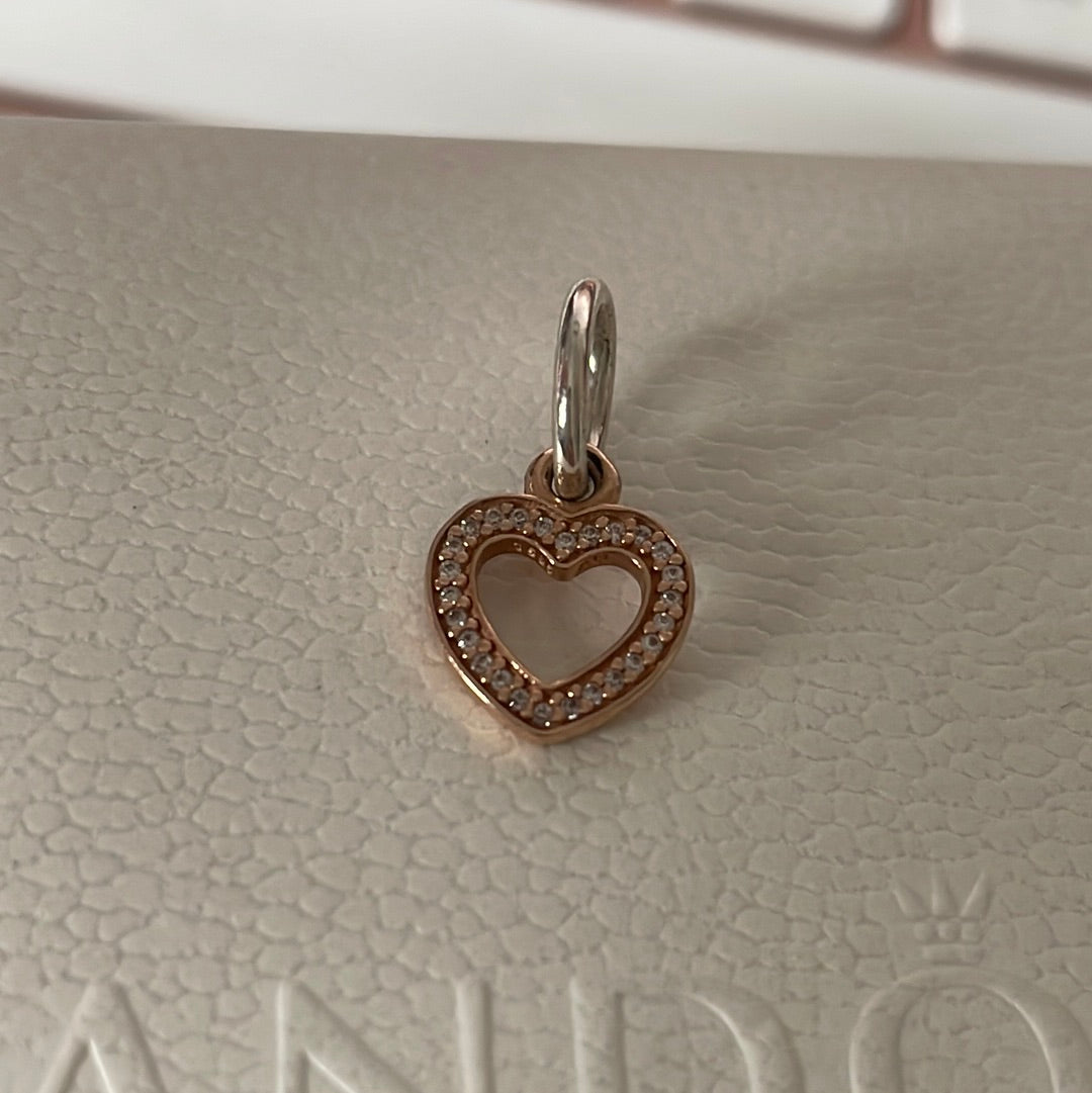 Genuine Pandora G585 Gold Pave Dangle Heart