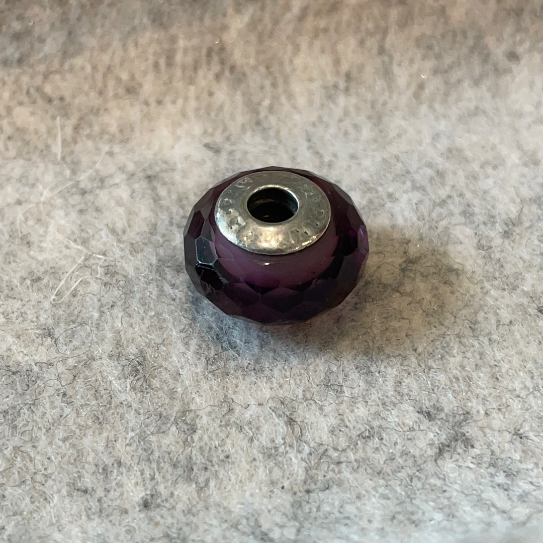 Genuine Pandora Purple Faceted Murano Glass Charm