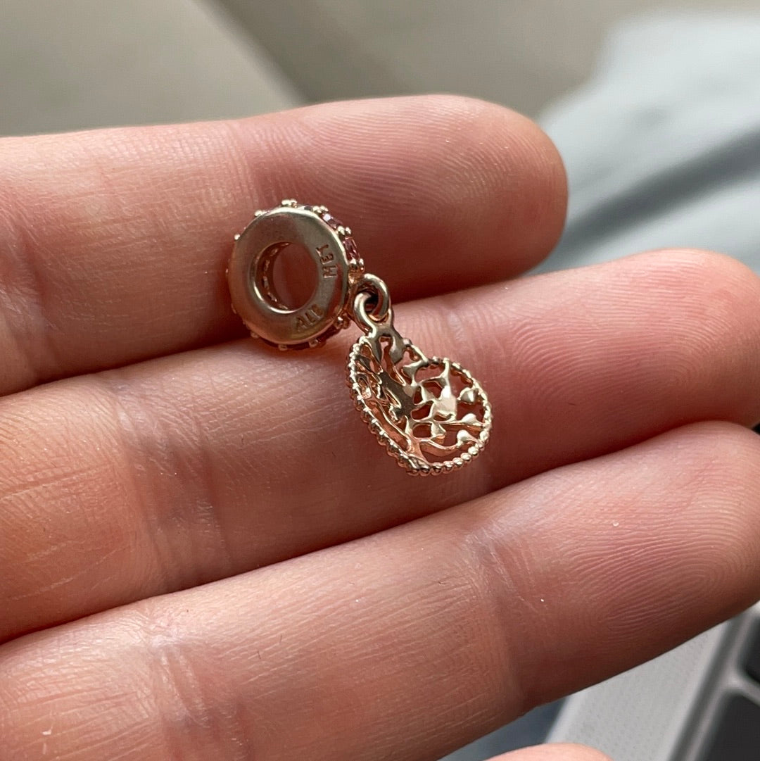 Genuine Pandora Rose Gold Family Tree Charm Pendant Dangle