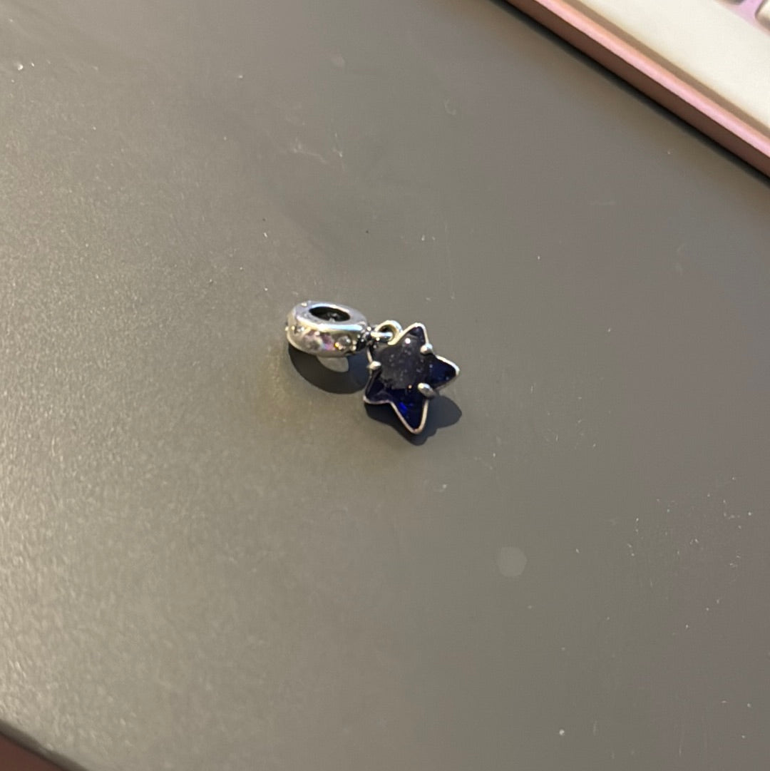 Genuine Pandora Celestial Galaxy Blue Murano Star Dangle Charm