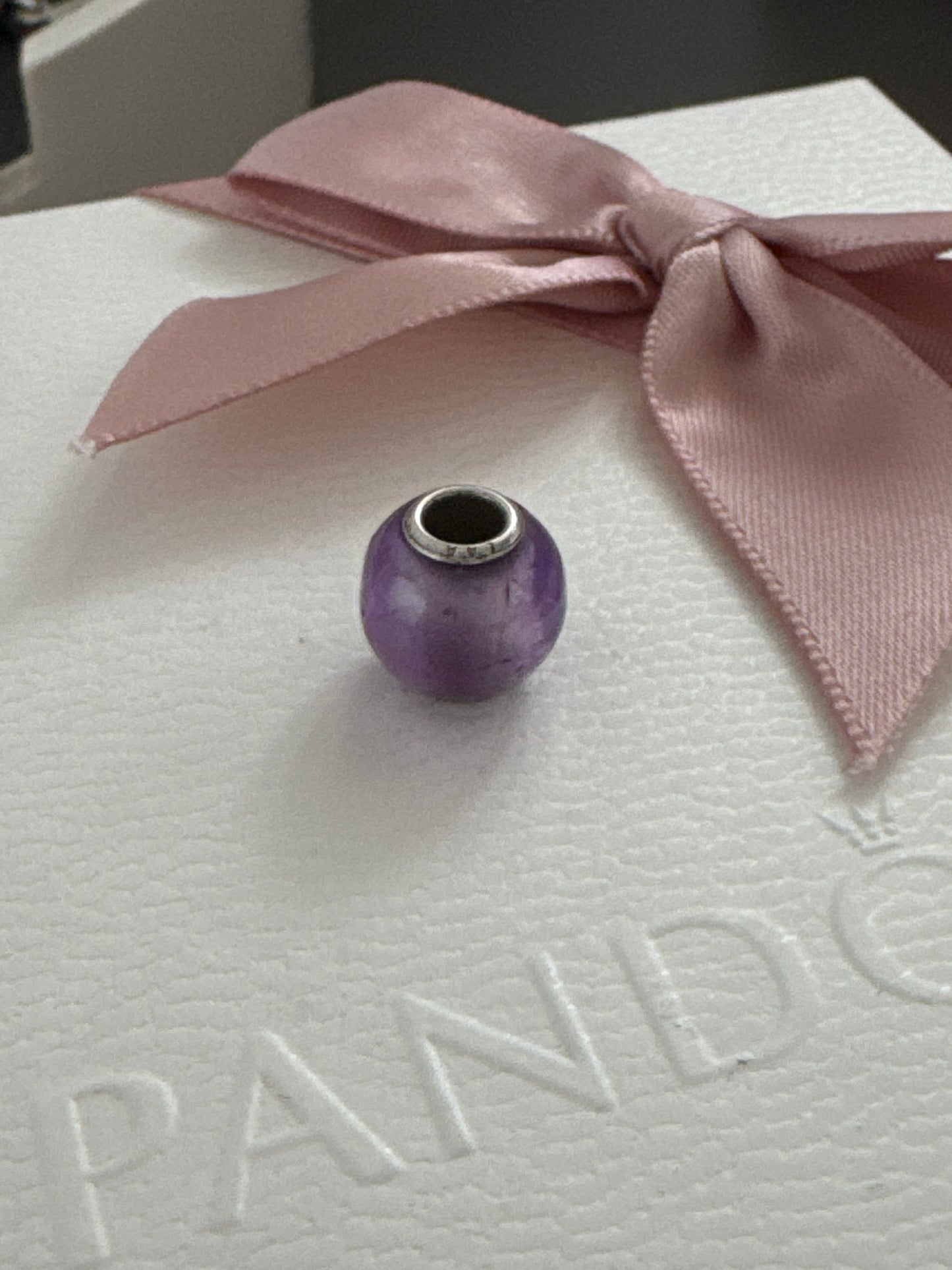 Genuine Trollbeads Purple Small Round Amethyst Murano Charm