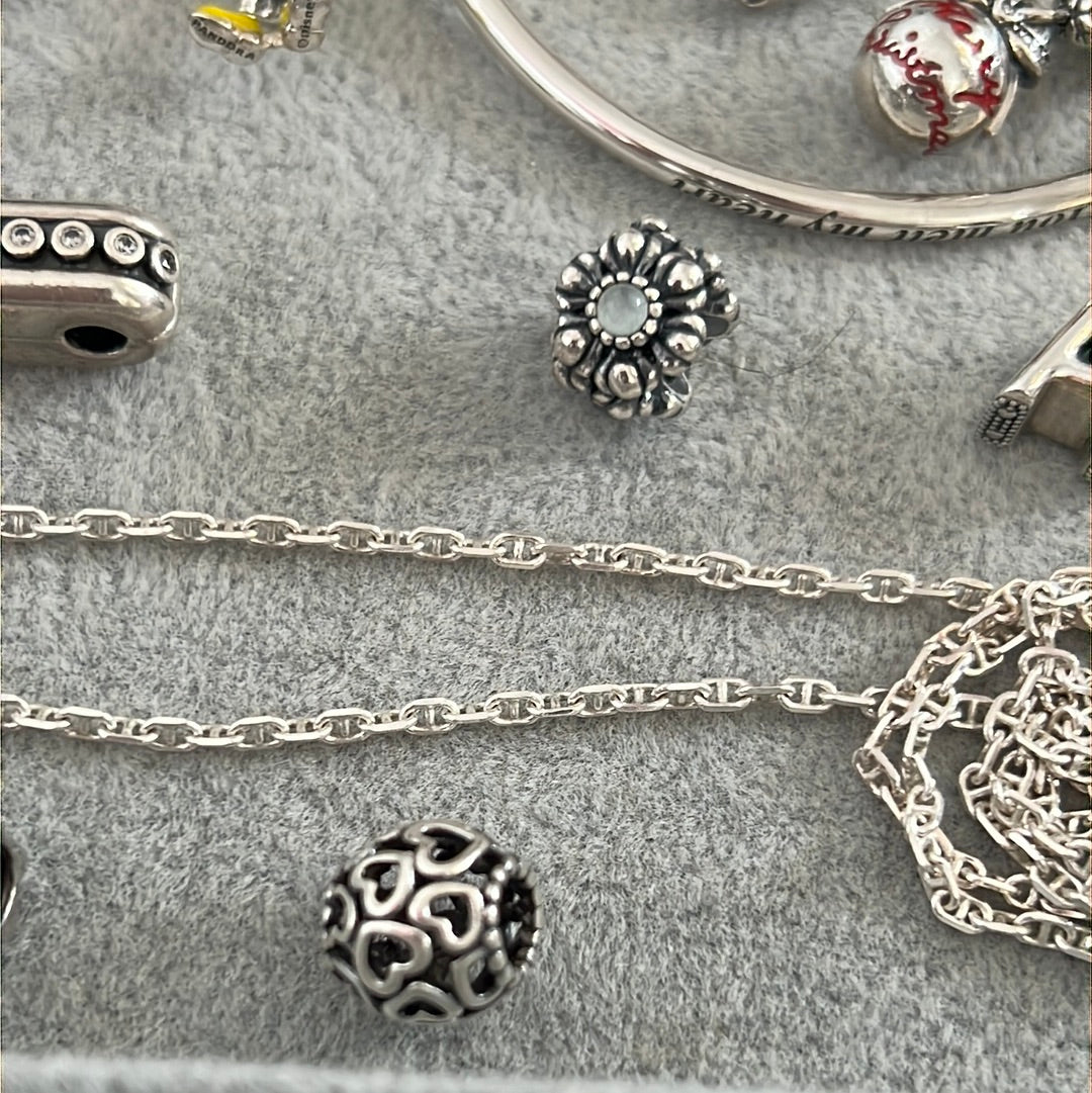 Genuine Pandora Clip Station Necklace with Hook Clasp 80cm RARE HTF
