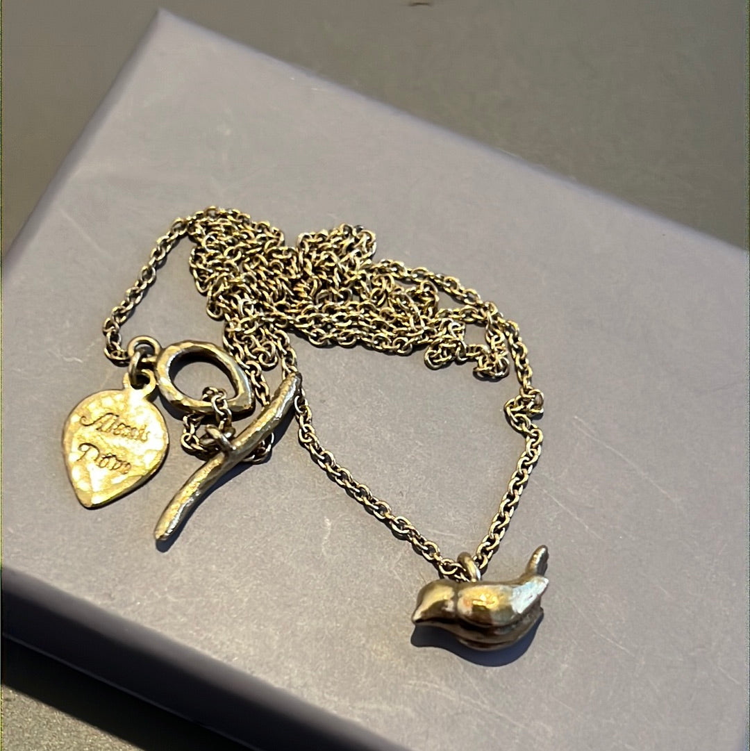 Genuine Alexis Dove Jewellery Tiny Wren Gold Plated Sterling Silver Necklace 45cm