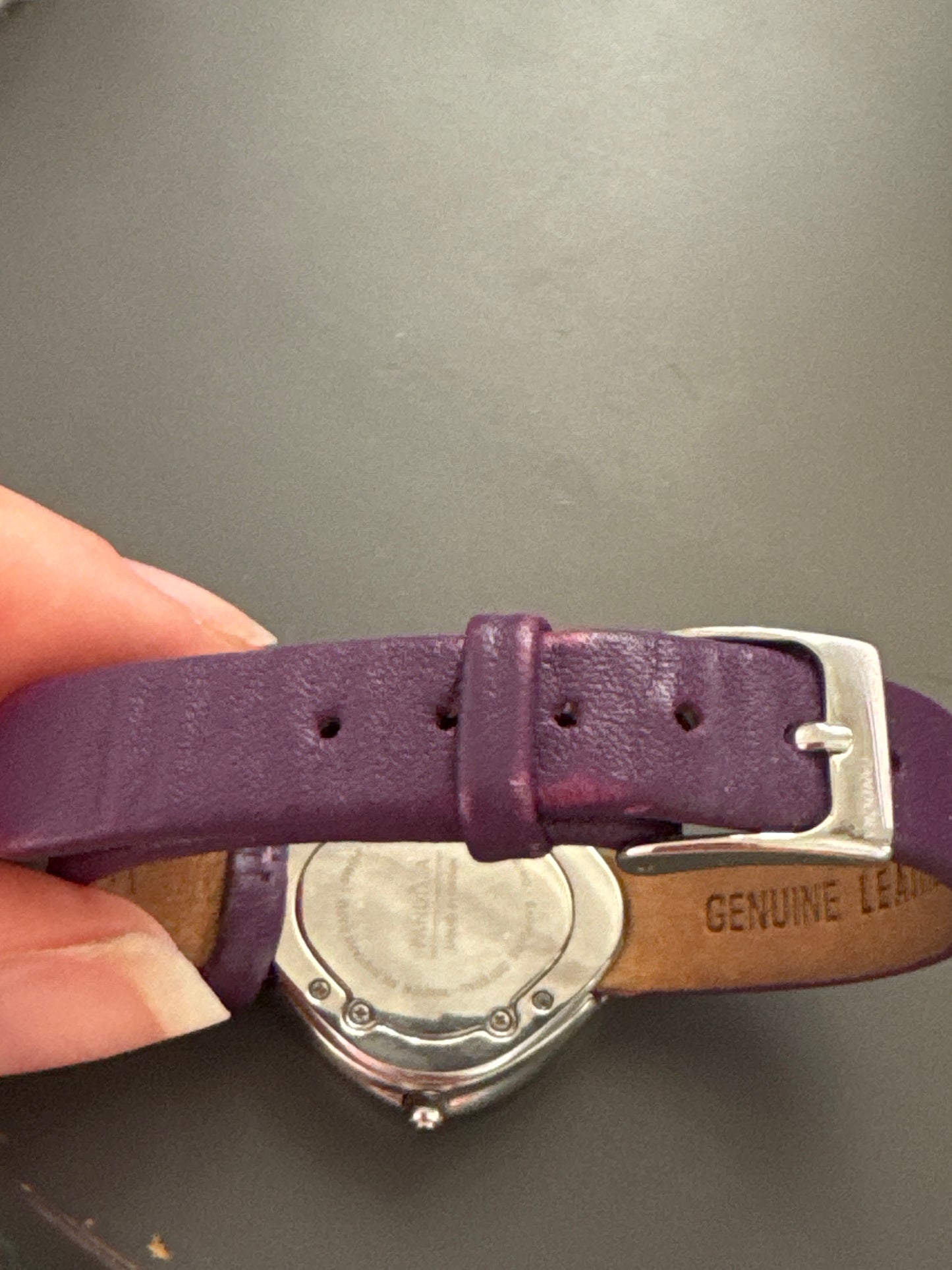 Genuine Pandora Black Crown Diamond Liquid Silver Hardware Watch with Purple Leather Strap