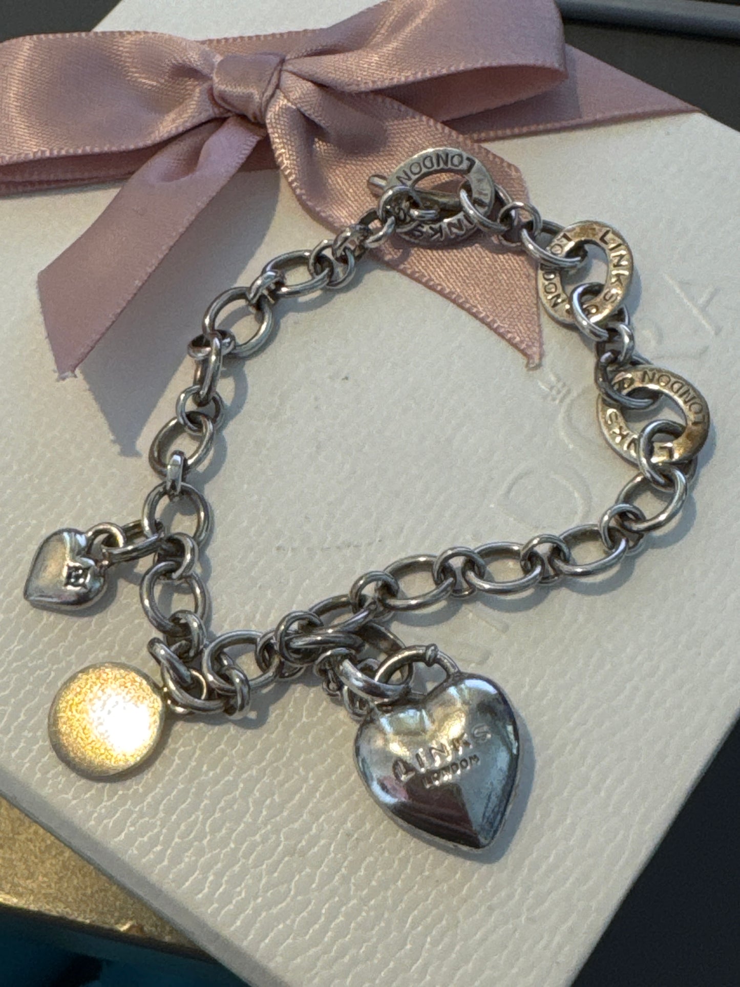 Genuine Links of London Charm Bracelet With 3 Charms 17cm SMALL