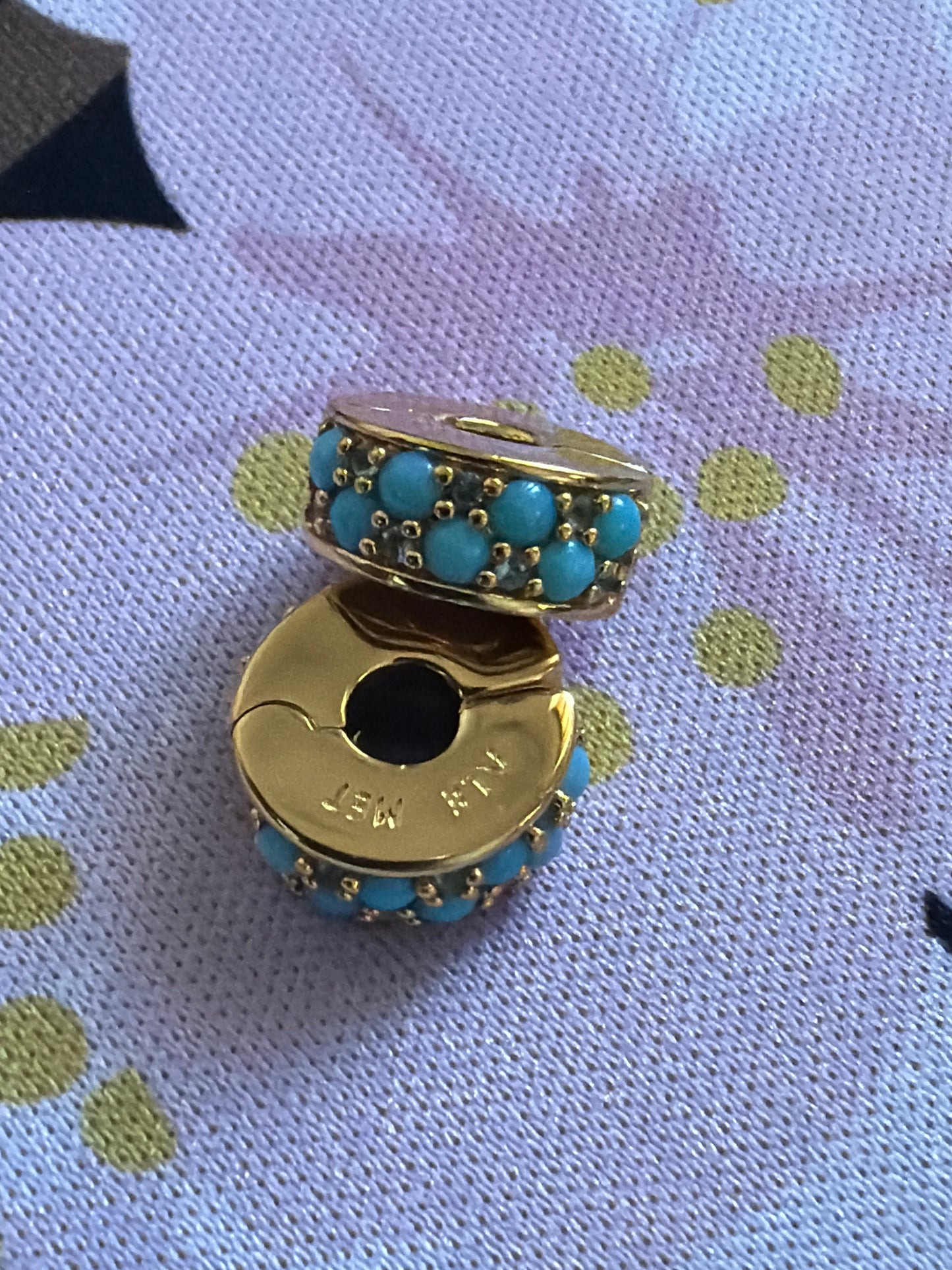 Genuine Pandora Shine Gold Aqua Teal Turquoise Silicone Clips